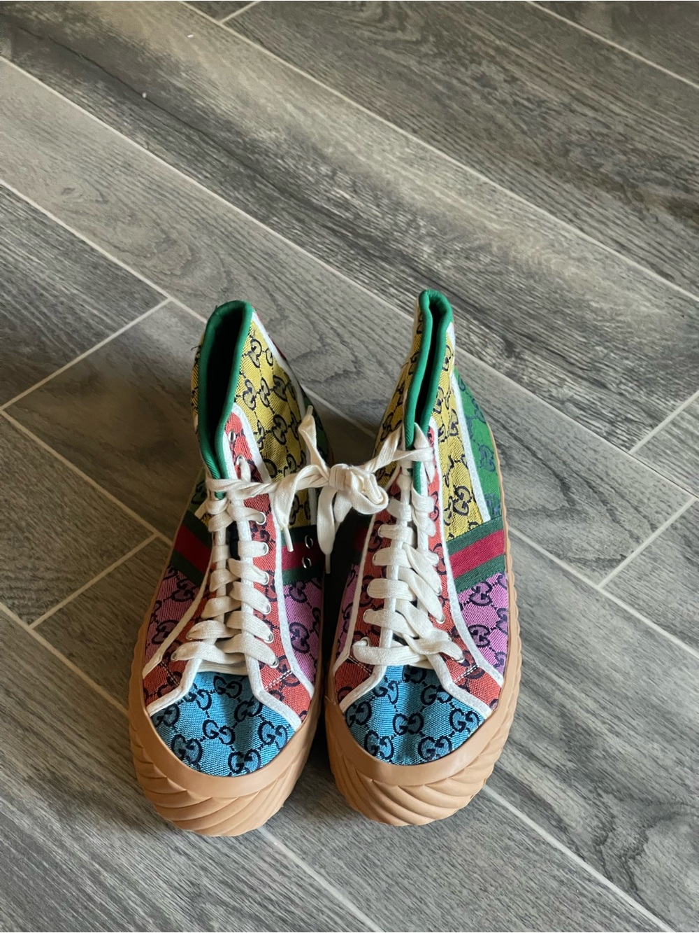 Multicolor Designer-Style High-Top Sneakers